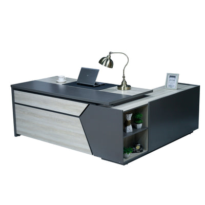 Radius Executive Office Table 6 ft with Side Rack – Premium Modern CEO Desk